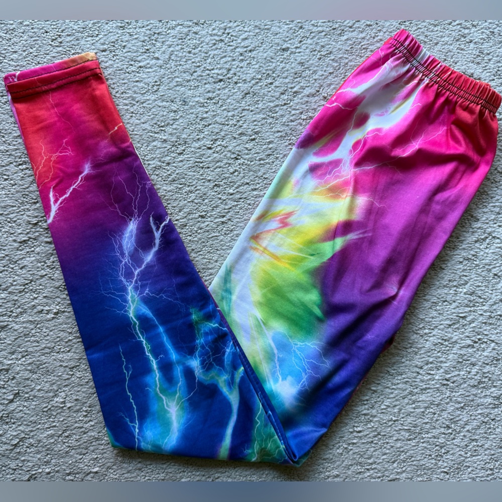 NWOT Vibrant Rainbow Tie-Dye Lightning Leggings -  XS/S